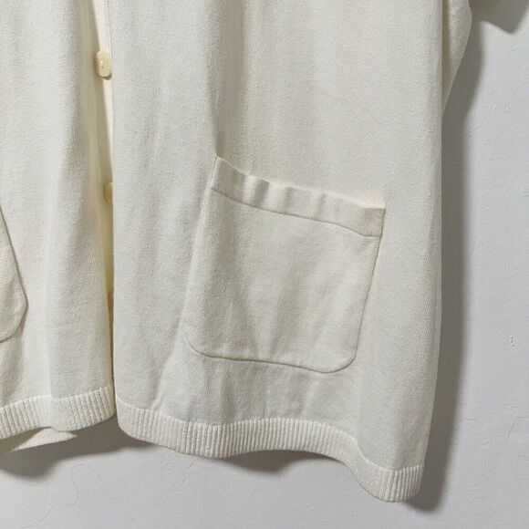 J.Jill Dolman Short Sleeve Knit Cardigan Size L Ivory Oversized Lagenlook Boxy - Picture 5 of 8